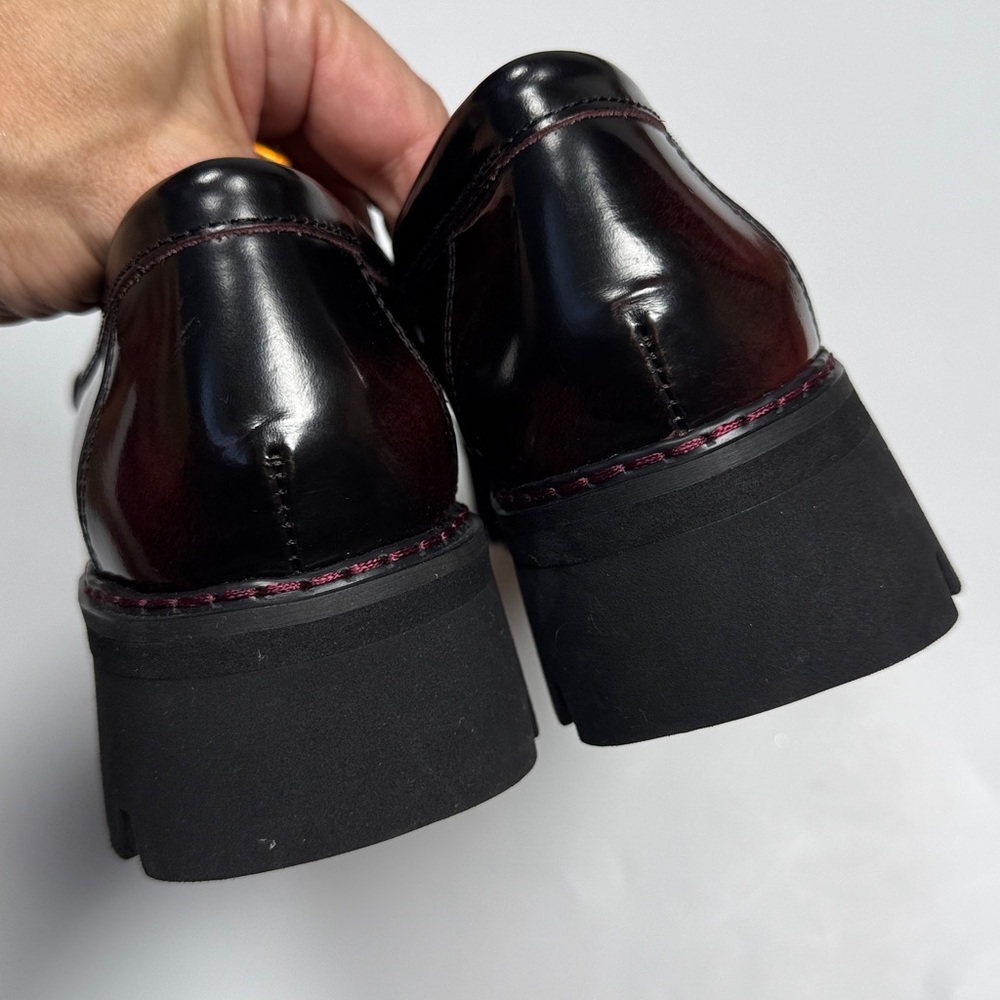 Donald Pilner Marvell Lug Loafer Buckle Chunky Shoe Bordeaux S-522 Sz 6.5 - Picture 6 of 11